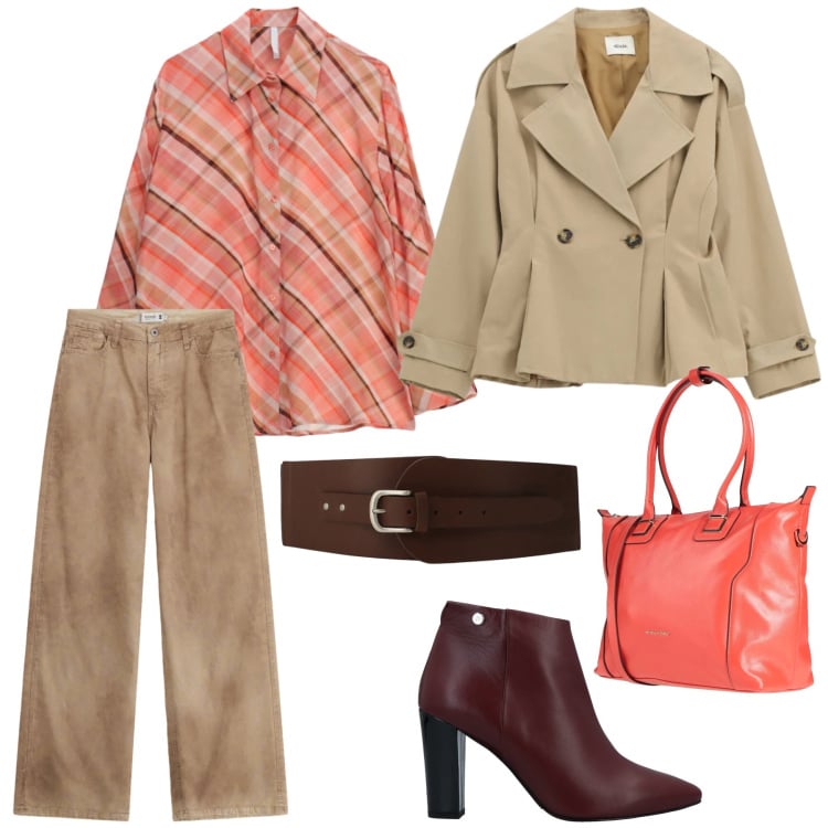 Outfit donna - La borsa arancione. Stile Sporty chic per Ufficio. Abbinamento con stivaletti, zaini, pantaloni a palazzo, camicie, blazer, cinture.