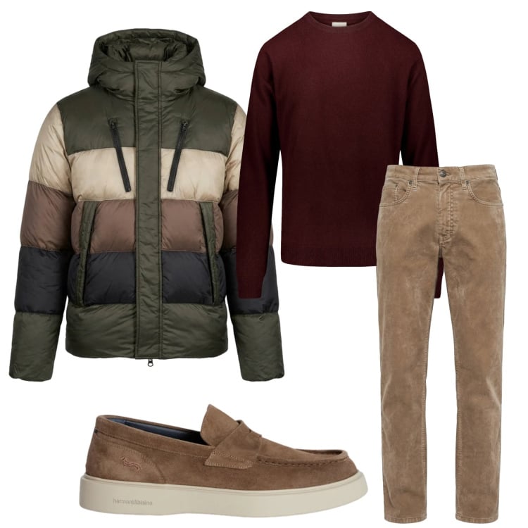 Outfit uomo - Total look #2364096. Stile Trendy per Tutti i giorni. Abbinamento con pantaloni, scarpe stringate, piumini, maglieria.