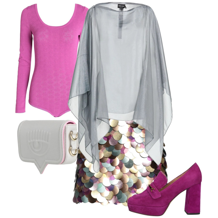 Outfit donna - Armocromia inverno brillante. Stile Glamour per Serata fuori. Abbinamento con minigonne, marsupi, cappotti, mocassini, body, canottiere.