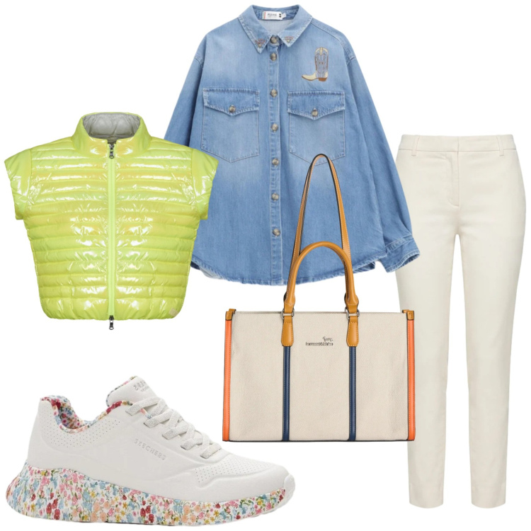 Outfit donna - Total look #2364119. Stile Sporty chic per Tutti i giorni. Abbinamento con sneakers, borse tote, pantaloni, camicie, blazer.