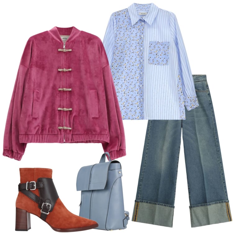 Outfit donna - Dixie a marzo. Stile Casual chic per Serata fuori. Abbinamento con stivaletti, zaini, bomber, camicie, jeans.
