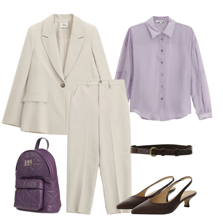 Outfit donna - Total look #2364287. Stile Casual per Ufficio. Abbinamento con zaini, camicie, blazer, décolleté, pantaloni, cinture.