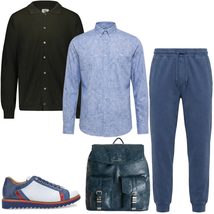 Outfit uomo - City Heritage. Stile Urban per Tutti i giorni. Abbinamento con pantaloni, borse sportive, camicie, polo, scarpe stringate.