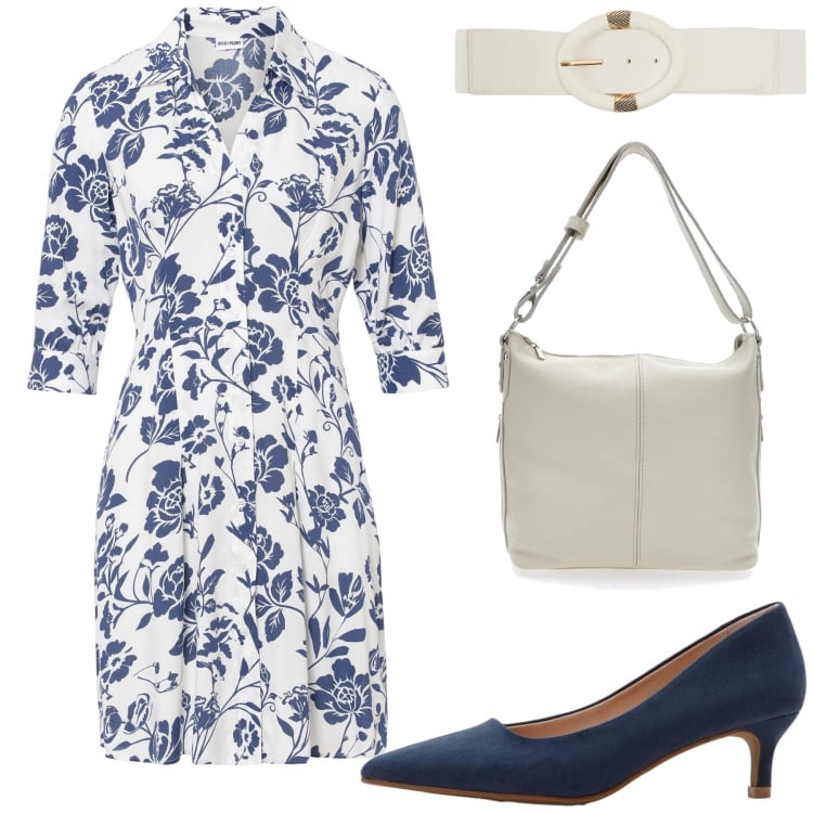 Outfit donna - Giardino d\'Inchiostro. Stile Romantica per Tutti i giorni. Abbinamento con vestiti, décolleté, cinture, borse a spalla.