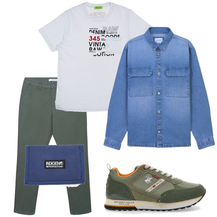 Outfit uomo - Total look #2364470. Stile Urban per Tutti i giorni. Abbinamento con pantaloni chino, cappotti, t-shirt, sneakers, portafogli.