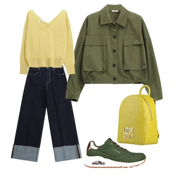 Outfit donna - Total look #2364478. Stile Casual per Tutti i giorni. Abbinamento con zaini, cappotti, maglieria, jeans, sneakers.