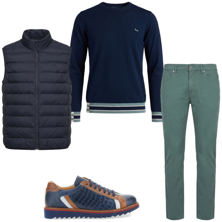 Outfit uomo - Total look #2364529. Stile Casual per Tutti i giorni. Abbinamento con piumini, pantaloni, pullovers, scarpe stringate.