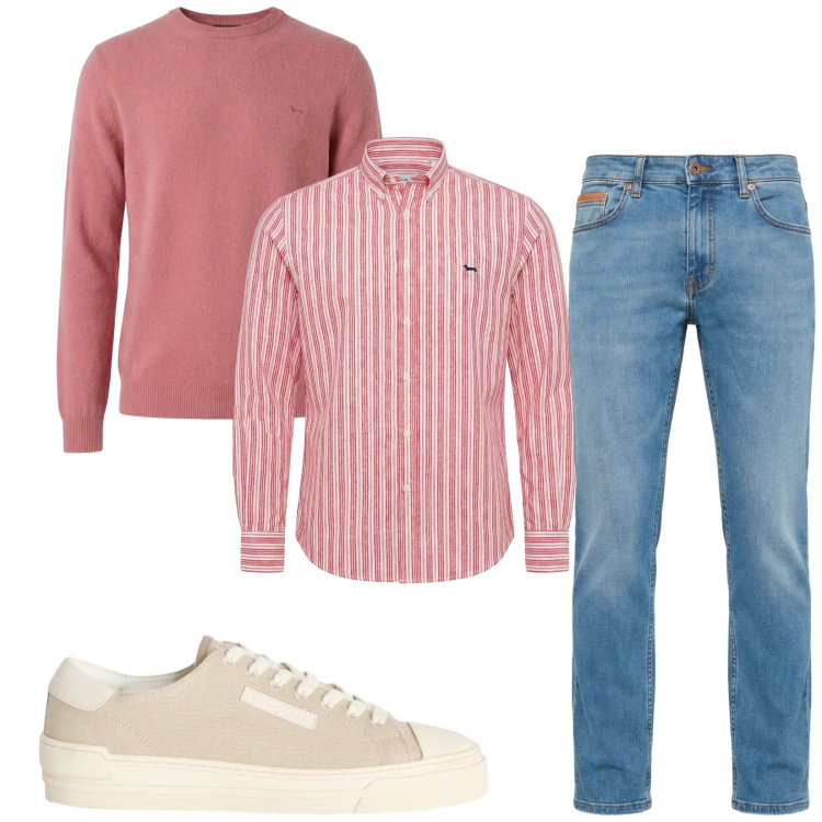 Outfit uomo - Total look #2364531. Stile Trendy per Serata speciale. Abbinamento con sneakers, camicie, pullovers, jeans.