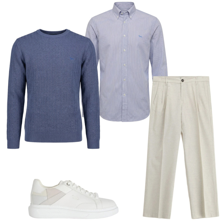 Outfit uomo - Total look #2364534. Stile Trendy per Ufficio. Abbinamento con sneakers, camicie, pullovers, pantaloni.
