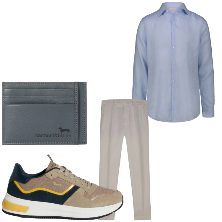 Outfit uomo - Total look #2364540. Stile Casual per Tutti i giorni. Abbinamento con sneakers, portafogli, camicie, pantaloni.