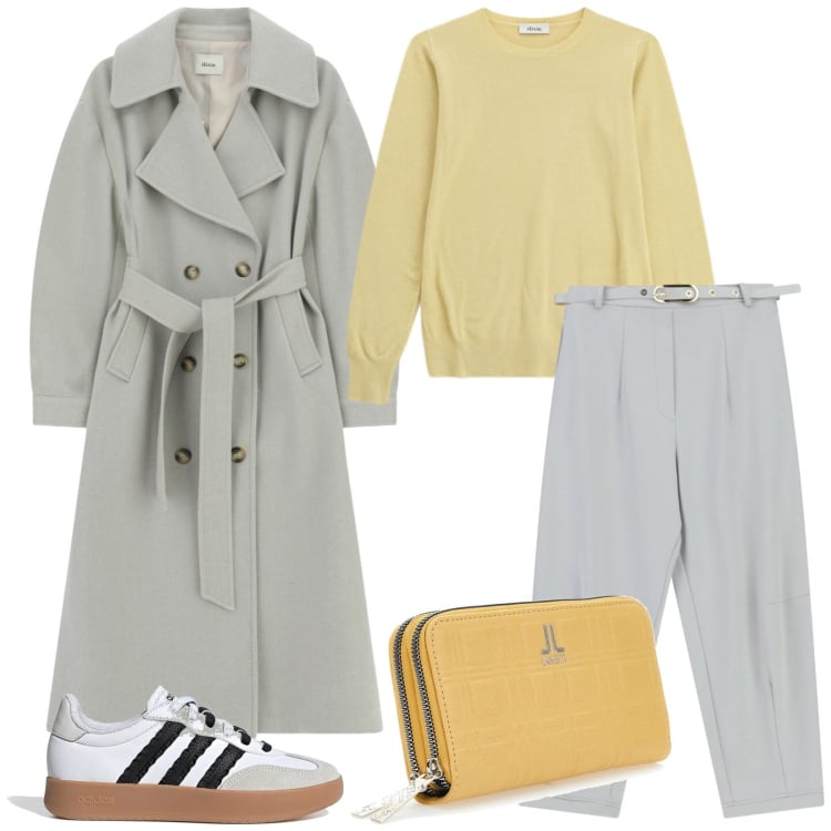 Outfit donna - Total look #2364558. Stile Urban per Tutti i giorni. Abbinamento con pantaloni, cappotti, maglieria, portafogli, sneakers.