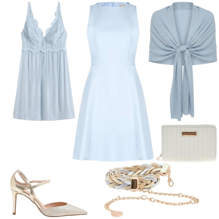 Outfit donna - Cerimonia. Stile Bon Ton per Cerimonia. Abbinamento con sottovesti, vestiti corti, stole, cinture, décolleté, portafogli.