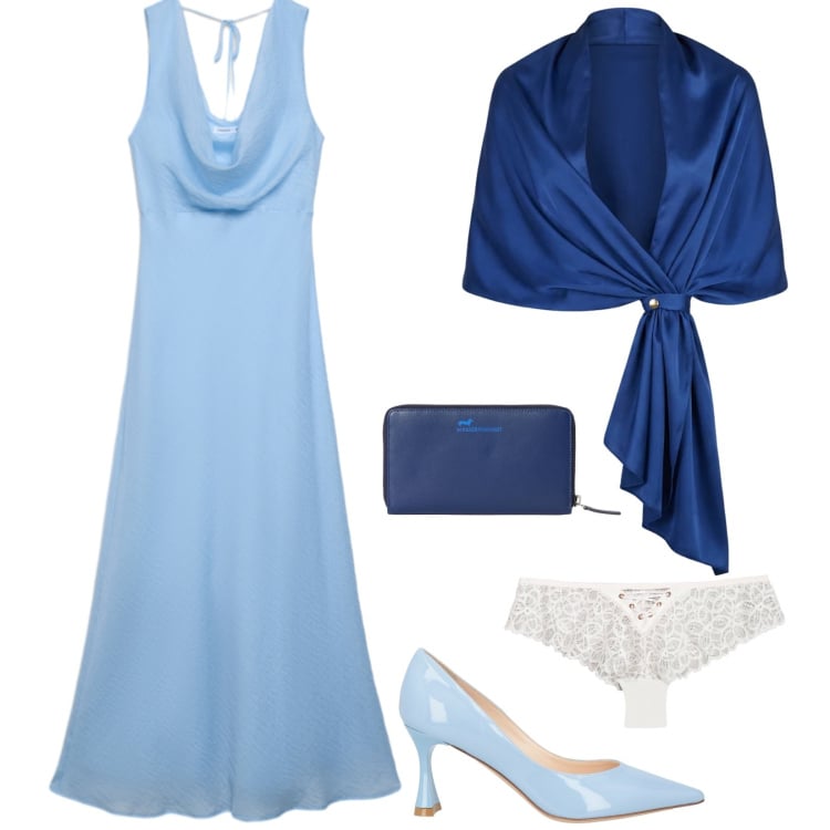 Outfit donna - Battesimo in vista. Stile Bon Ton per Cerimonia. Abbinamento con décolleté, culotte, portafogli, vestiti lunghi, stole.