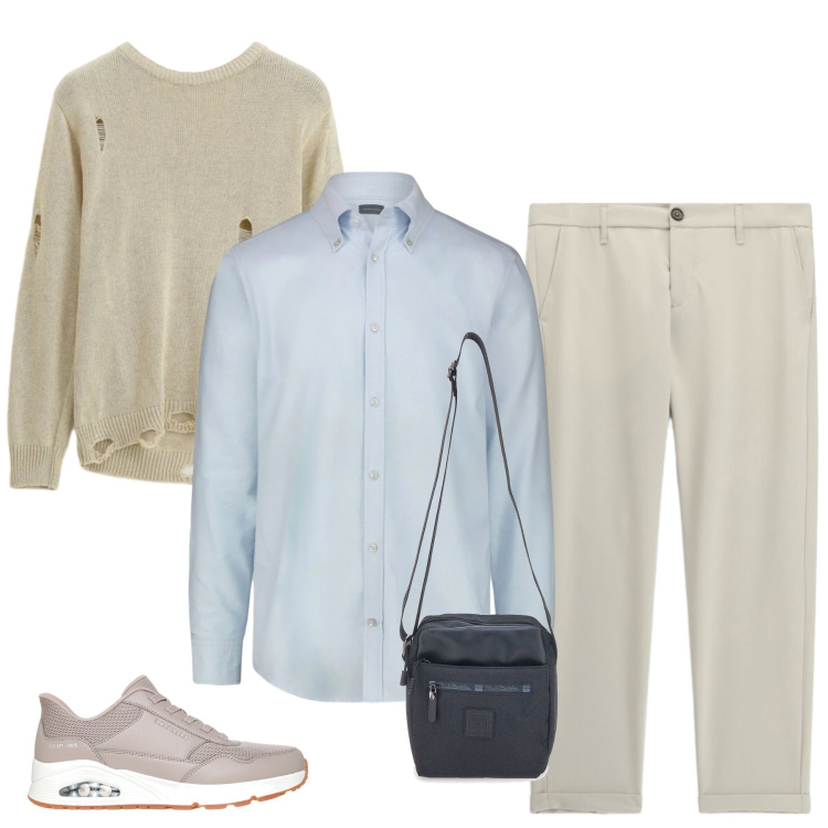 Outfit uomo - Urban Edge. Stile Urban per Tutti i giorni. Abbinamento con pantaloni, maglieria, portafogli, sneakers, camicie.