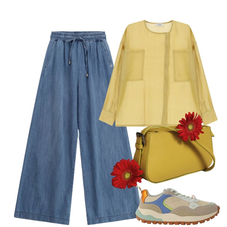 Outfit donna - Marzo. Stile Casual chic per Tutti i giorni. Abbinamento con jeans, sneakers, camicie, borse a spalla.