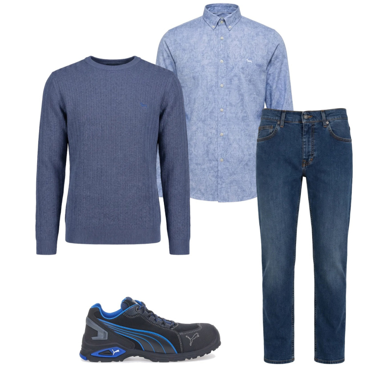 Outfit uomo - Total look #2364705. Stile Trendy per Tutti i giorni. Abbinamento con jeans, pullovers, camicie, scarpe stringate.