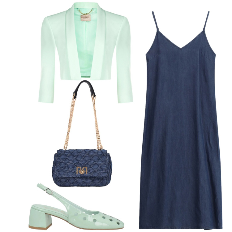 Outfit donna - Total look #2364709. Stile Bon Ton per Cerimonia. Abbinamento con décolleté, borse a spalla, bolero, vestiti midi/longuette.