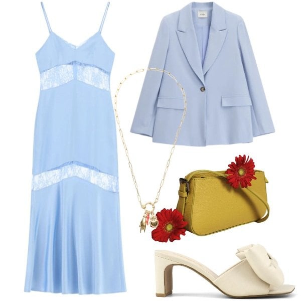 Outfit donna - Abiti che si muovono con te - FDCI. Stile Chic per Cerimonia. Abbinamento con vestiti lunghi, borse a spalla, blazer, ciondoli, sandali col tacco.