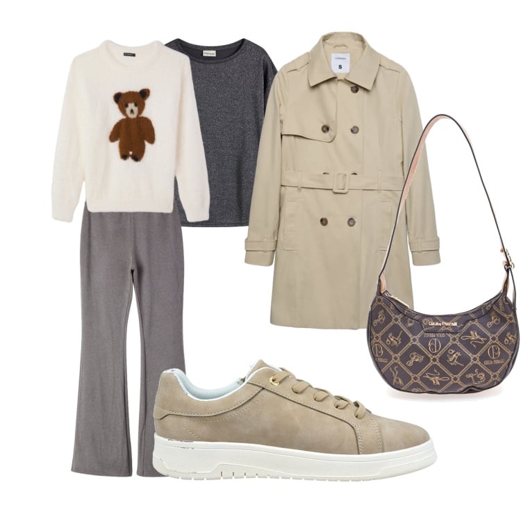 Outfit donna - Il panta in maglia. Stile Basic per Tutti i giorni. Abbinamento con maglieria, trench, pantaloni, pullovers, sneakers, borse a tracolla.