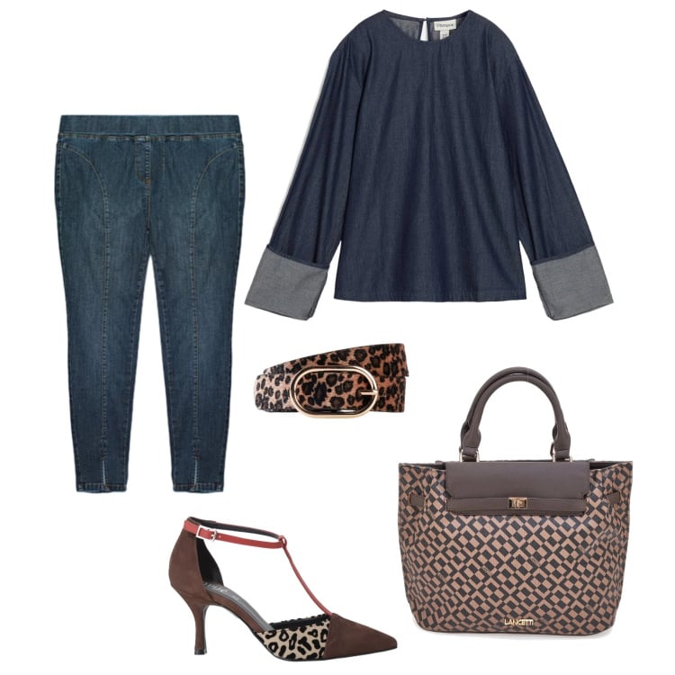 Outfit donna - Total look #2364776. Stile Casual per Tutti i giorni. Abbinamento con bluse, cinture, jeggings, décolleté, borse a mano.