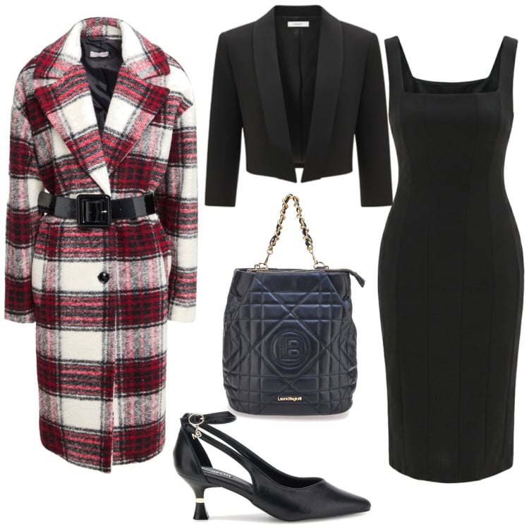 Outfit donna - Total look #2364829. Stile Bon Ton per Serata fuori. Abbinamento con cappotti, vestiti midi/longuette, bolero, décolleté, zaini.