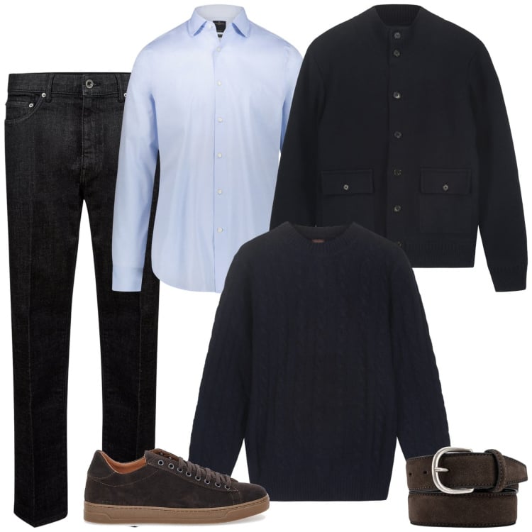 Outfit uomo - Doppelganger. Stile Casual per Ufficio. Abbinamento con camicie, jeans, sneakers, giacche, maglieria, cinture.