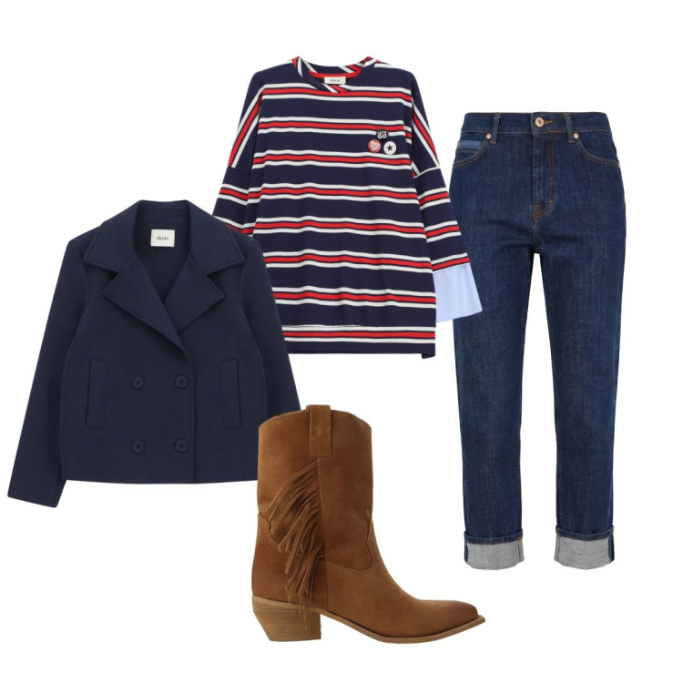 Outfit donna - Il texano. Stile Rock per Tutti i giorni. Abbinamento con jeans, felpe, blazer, stivali.