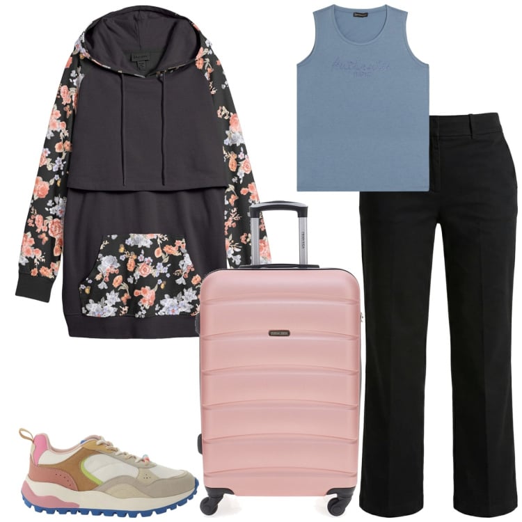 Outfit donna - Total look #2364873. Stile Casual per Tutti i giorni. Abbinamento con felpe, pantaloni, sneakers, canottiere, valigie.