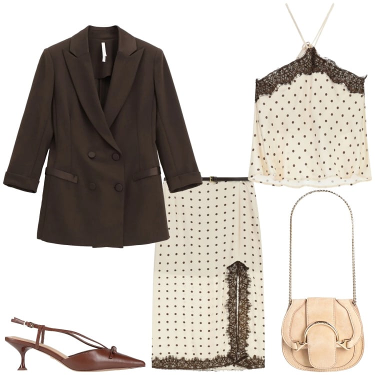 Outfit donna - Total look #2364906. Stile Bon Ton per Cerimonia. Abbinamento con marsupi, décolleté, gonne lunghe, top, blazer.
