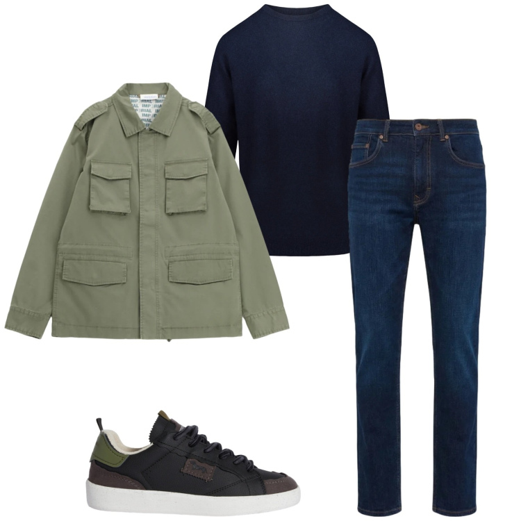 Outfit uomo - Total look #2364909. Stile Casual per Tutti i giorni. Abbinamento con jeans, sneakers, cappotti, maglieria.