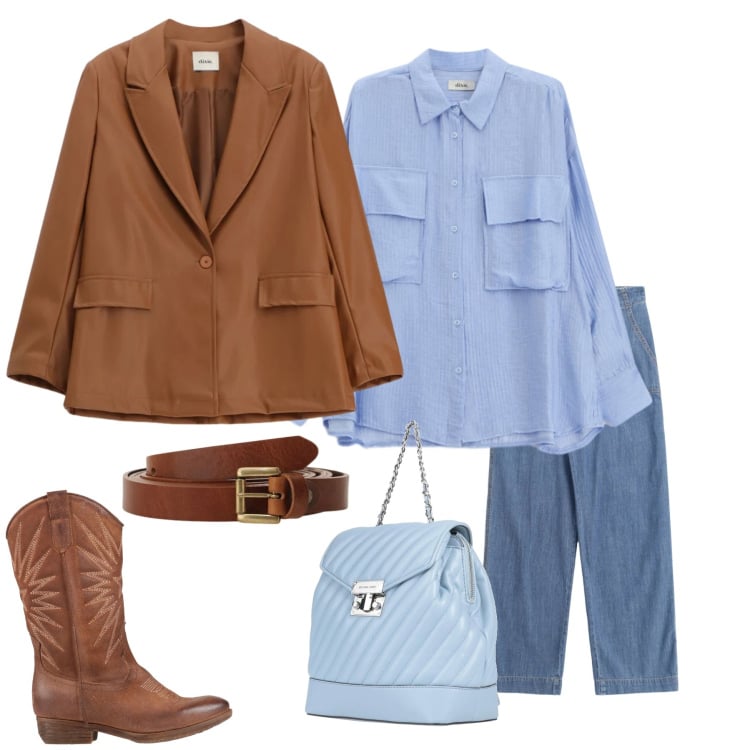 Outfit donna - Il Nuovo Denim. Stile Casual chic per Tutti i giorni. Abbinamento con zaini, stivali, camicie, blazer, cinture, jeans.