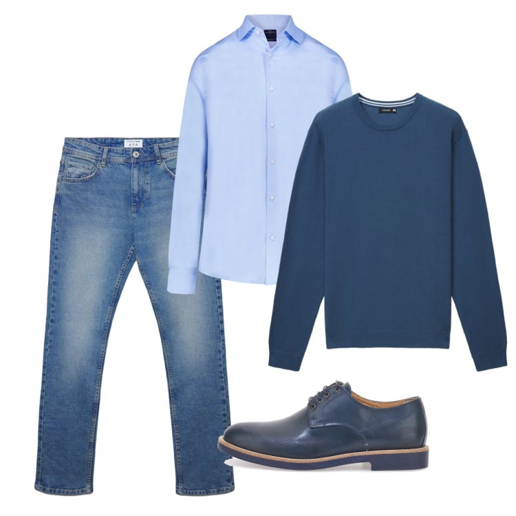 Outfit uomo - Dinamic navy. Stile Casual per Tutti i giorni. Abbinamento con jeans dritti, maglieria, camicie, scarpe stringate.