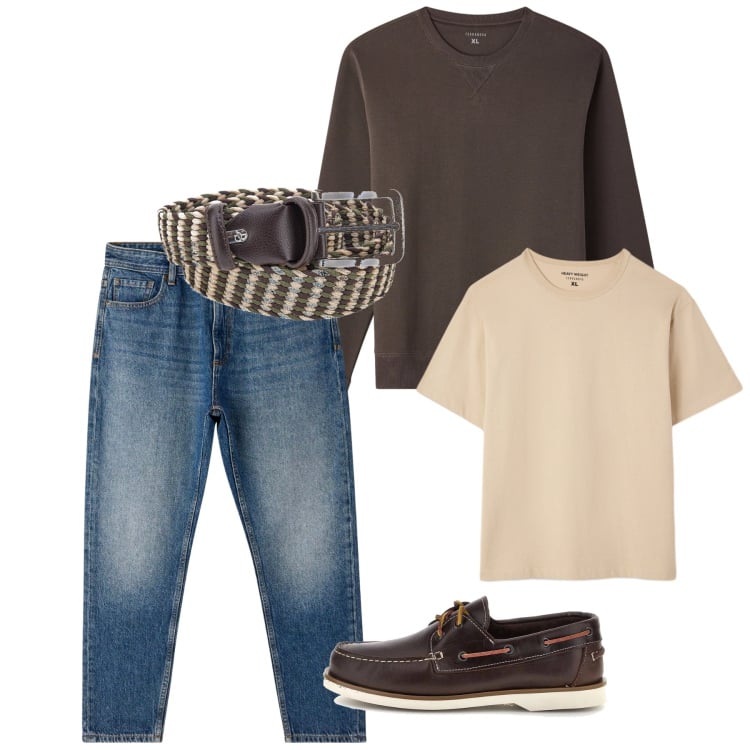 Outfit uomo - Dettagli country mood. Stile Casual per Tutti i giorni. Abbinamento con jeans, felpe, t-shirt, cinture, scarpe stringate.