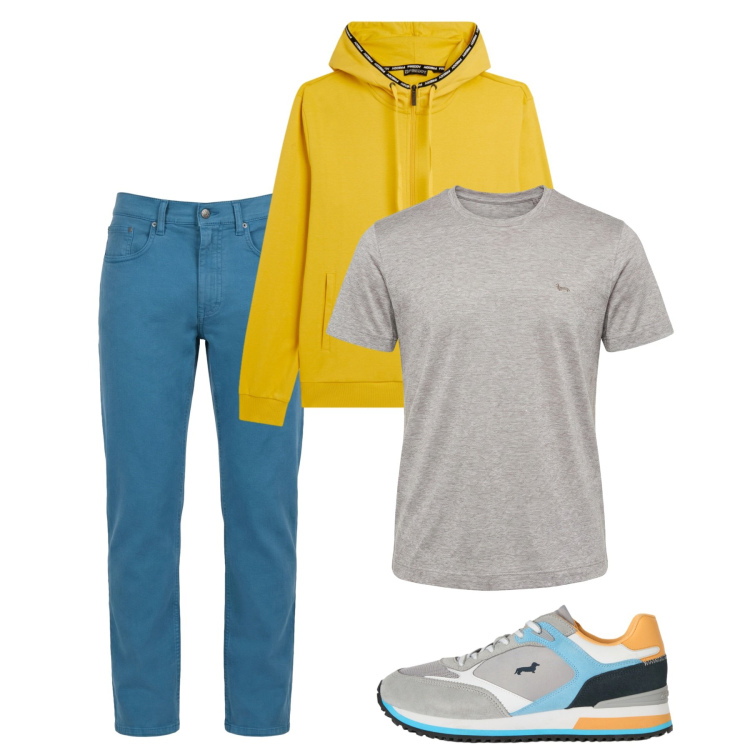 Outfit uomo - Vivace. Stile Casual per Tutti i giorni. Abbinamento con sneakers, t-shirt, pantaloni, felpe con cappuccio.