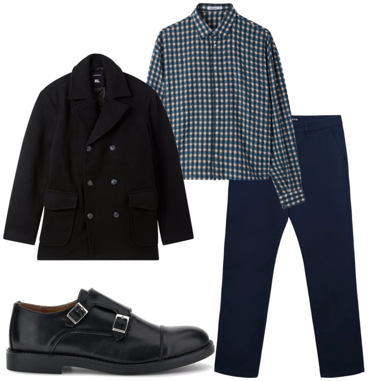 Outfit uomo - Total look #2364984. Stile Business/Elegante per Serata speciale. Abbinamento con pantaloni chino, caban, camicie, scarpe stringate.