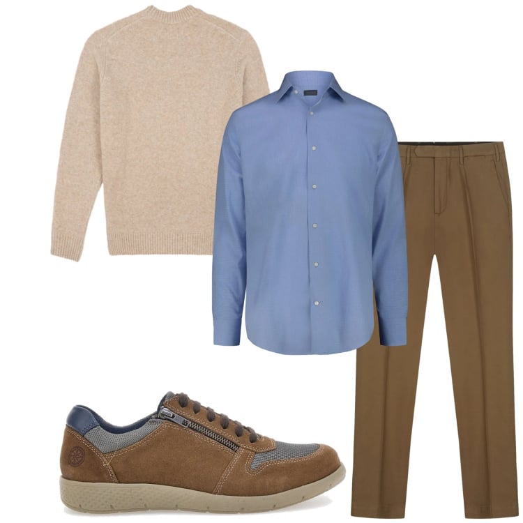 Outfit uomo - Total look #2364995. Stile Business/Elegante per Ufficio. Abbinamento con camicie, scarpe stringate, pantaloni, maglieria.