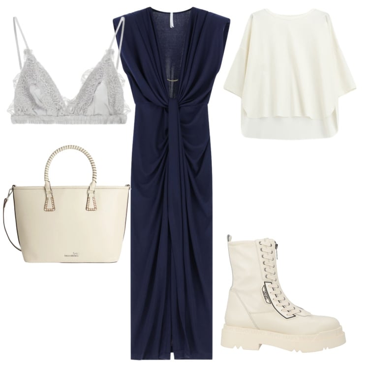 Outfit donna - Liberty. per Serata fuori. look ideale per Tall. Abbinamento con anfibi, shopping bag, reggiseni, vestiti lunghi, bluse.