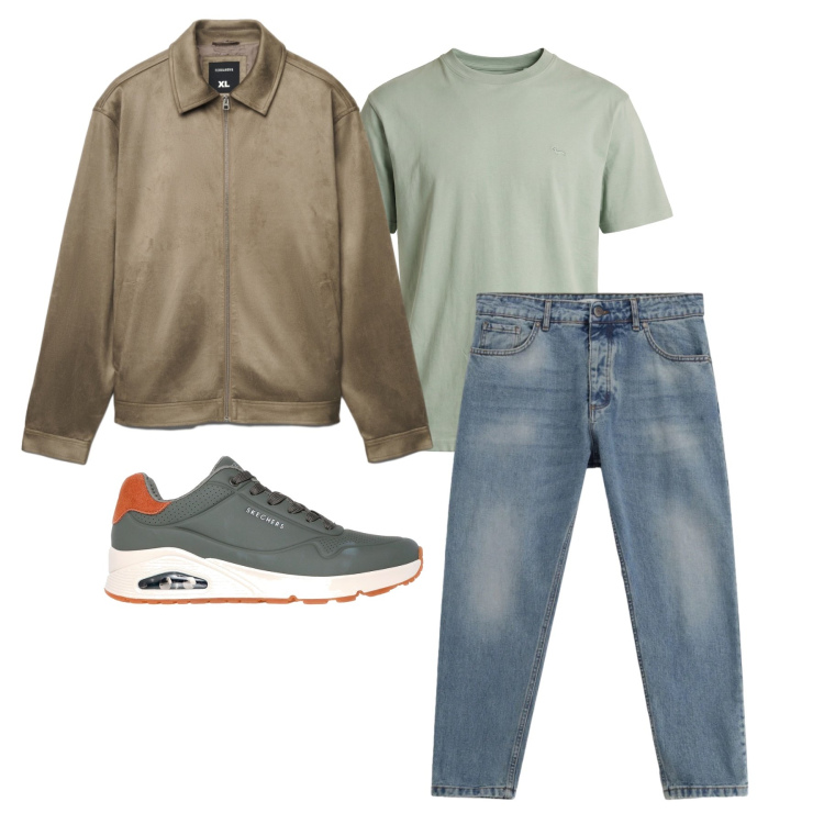Outfit uomo - Marzo. Stile Casual per Tutti i giorni. Abbinamento con giacche, jeans, t-shirt, sneakers.