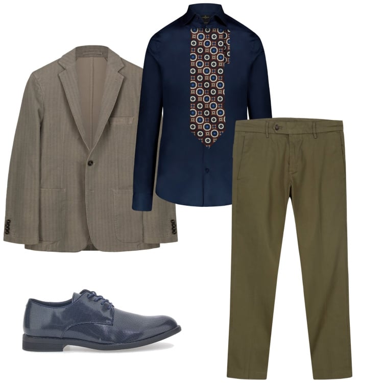 Outfit uomo - Usciamo?. Stile Business/Elegante per Serata speciale. Abbinamento con camicie, pantaloni chino, giacche, cravatte, scarpe stringate.