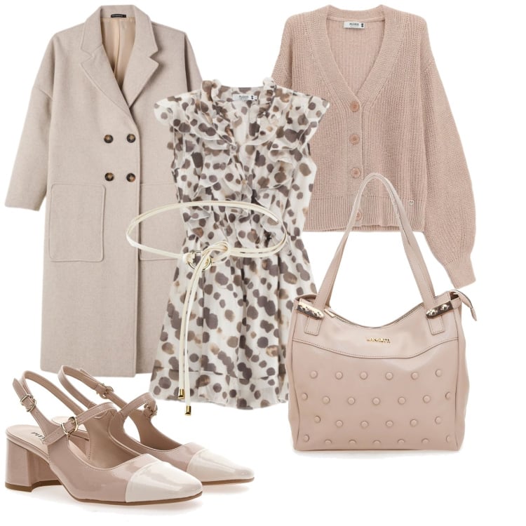 Outfit donna - Nude. Stile Glamour per Cerimonia. Abbinamento con cinture, cappotti, vestiti lunghi, cardigans, décolleté, shopping bag.