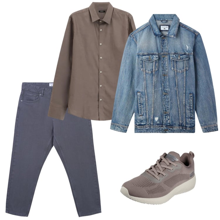 Outfit uomo - Marzo. Stile Casual per Tutti i giorni. Abbinamento con camicie, giacche, jeans, sneakers.