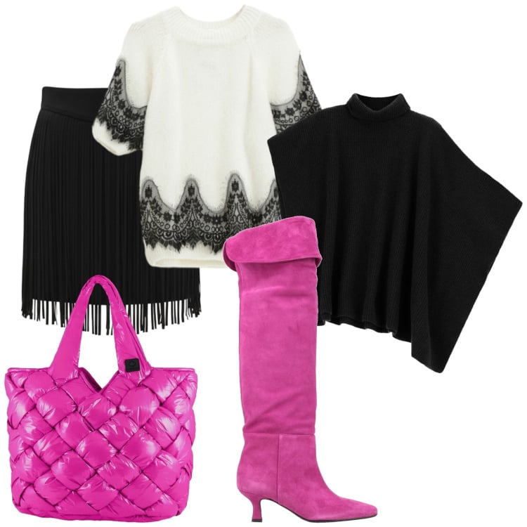 Outfit donna - Movimento. Stile Sexy per Serata fuori. Abbinamento con stivali, maglieria, maglieria, minigonne, borse tote.