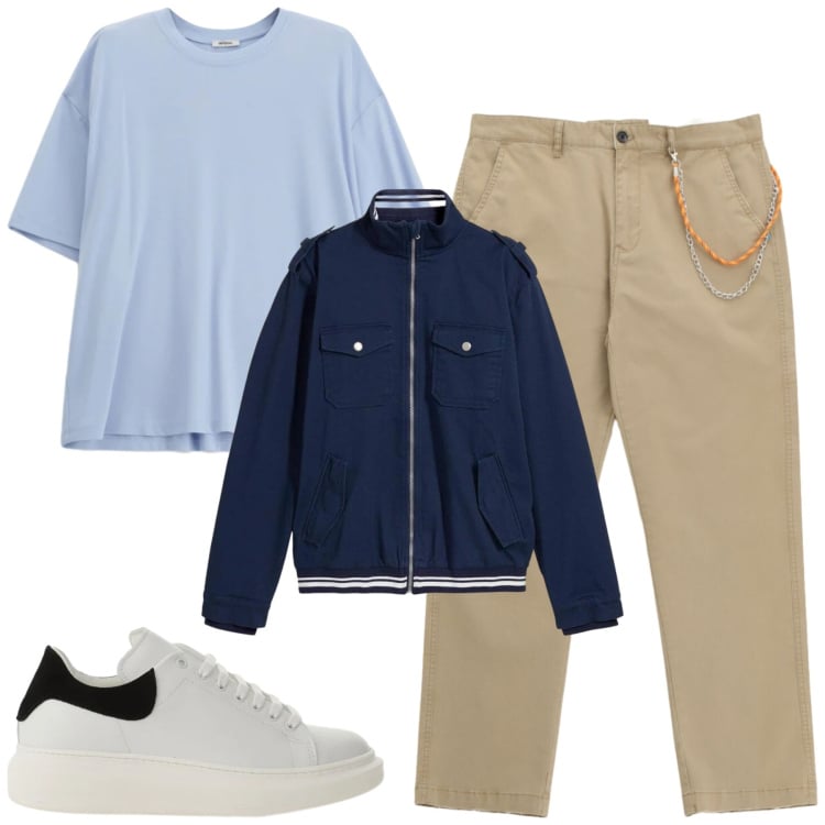 Outfit uomo - Total look #2365397. Stile Casual per Tutti i giorni. Abbinamento con giacche, t-shirt, pantaloni, sneakers.