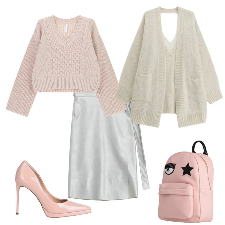 Outfit donna - Total look #2365452. Stile Romantica per Serata fuori. Abbinamento con décolleté, zaini, maglieria, cardigans, gonne longuette.