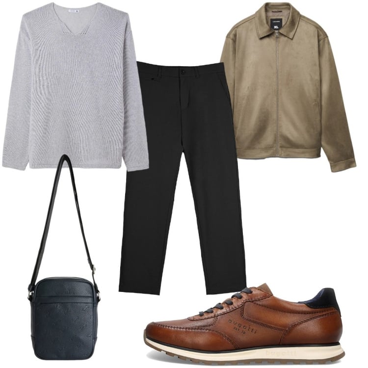 Outfit uomo - Total look #2365466. Stile Casual per Tutti i giorni. Abbinamento con borse sportive, pantaloni chino, giacche, maglieria, sneakers.