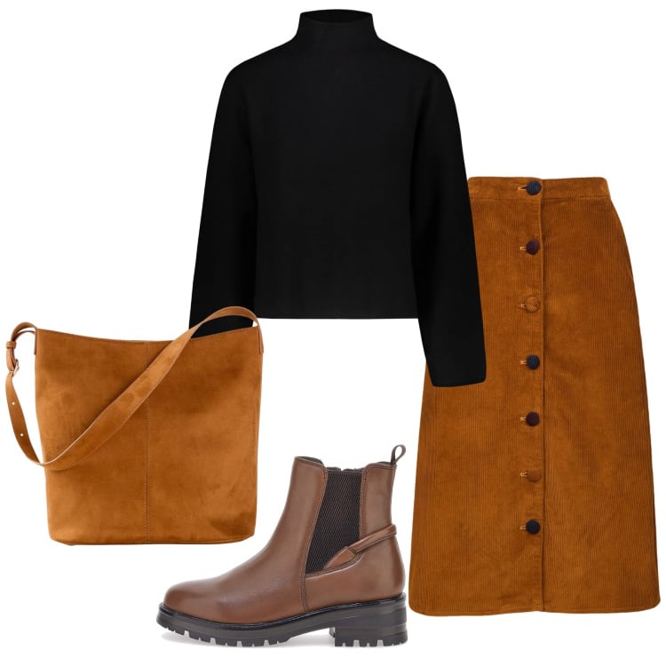 Outfit donna - Total look #2365468. Stile Etnico per Tutti i giorni. Abbinamento con borse a mano, maglieria, stivaletti chelsea, gonne longuette.