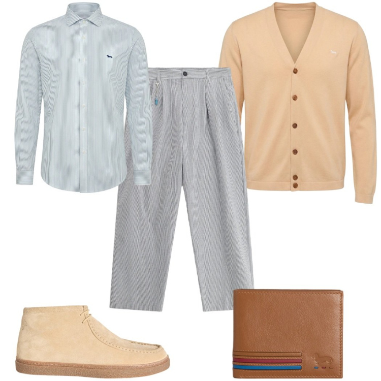 Outfit uomo - Total look #2365497. Stile Casual per Tutti i giorni. Abbinamento con portafogli, stivali e stivaletti, cardigans, camicie, pantaloni.