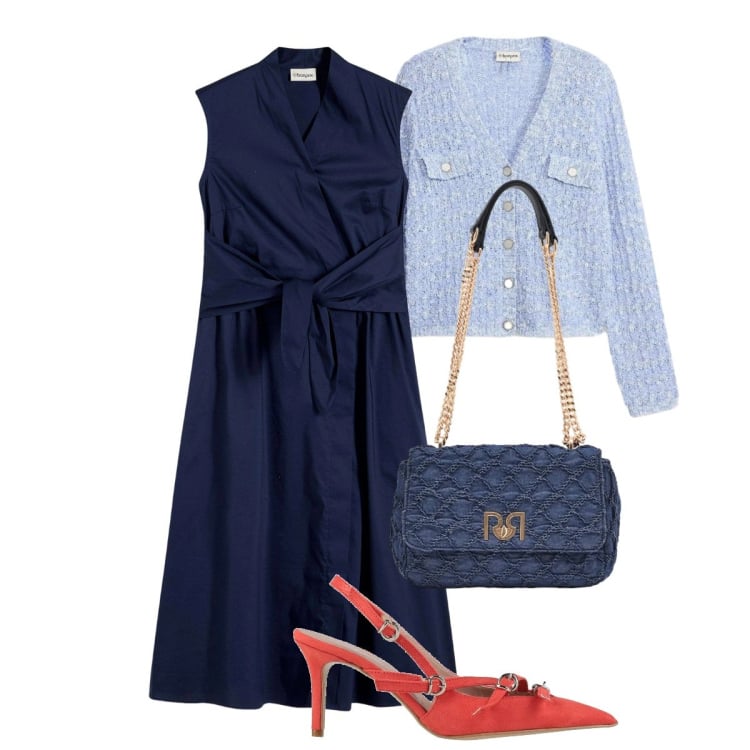 Outfit donna - Total look #2365504. Stile Bon Ton per Tutti i giorni. Abbinamento con décolleté, vestiti, cardigans, borse a spalla.