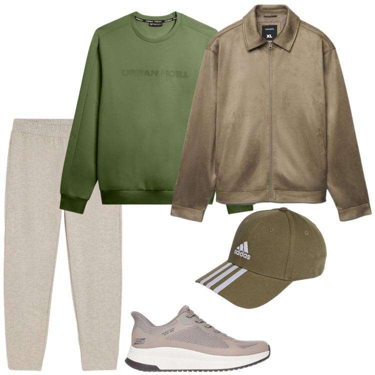 Outfit uomo - Ok così. Stile Casual per Tutti i giorni. Abbinamento con giacche, pantaloni, felpe, cappelli con visiera, sneakers.