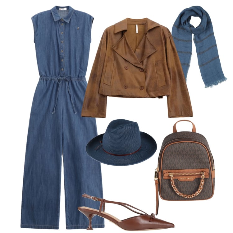 Outfit donna - La jumpsuite leggera. Stile Casual chic per Tutti i giorni. Abbinamento con décolleté, cappelli, zaini, sciarpe, tute, giacche.